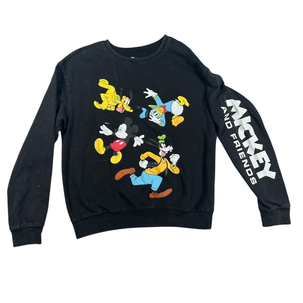 Disney Mickey and Friends Retro Crewneck Pullover Graphic Print Sweatshirt L EUC